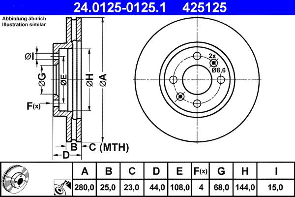 ATE 24.0125-0125.1 - Féktárcsa parts5.com