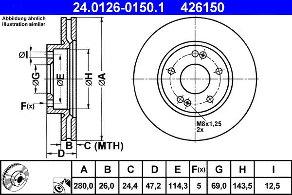 ATE 24.0126-0150.1 - Disque de frein parts5.com