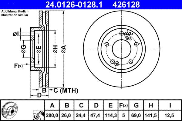 ATE 24.0126-0128.1 - Disque de frein parts5.com