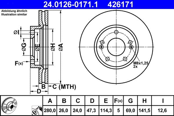 ATE 24.0126-0171.1 - Disque de frein parts5.com