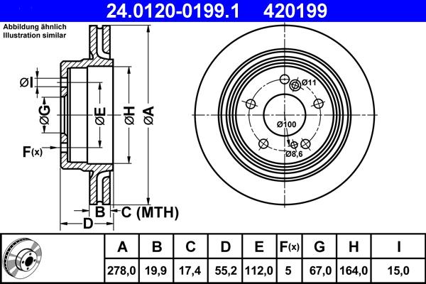 ATE 24.0120-0199.1 - Brake Disc parts5.com