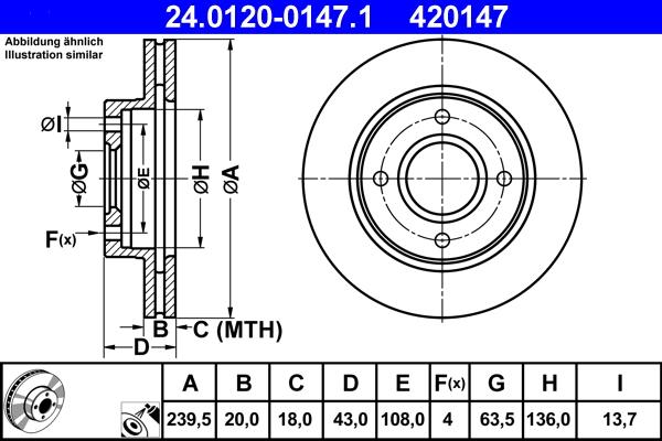 ATE 24.0120-0147.1 - Brake Disc parts5.com