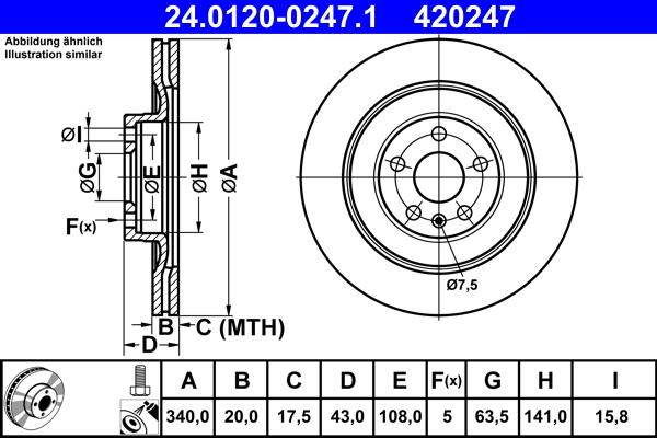 ATE 24.0120-0247.1 - Disc frana parts5.com