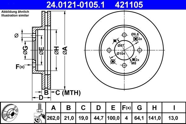 ATE 24.0121-0105.1 - Disco de freno parts5.com