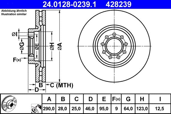 ATE 24.0128-0239.1 - Спирачен диск parts5.com