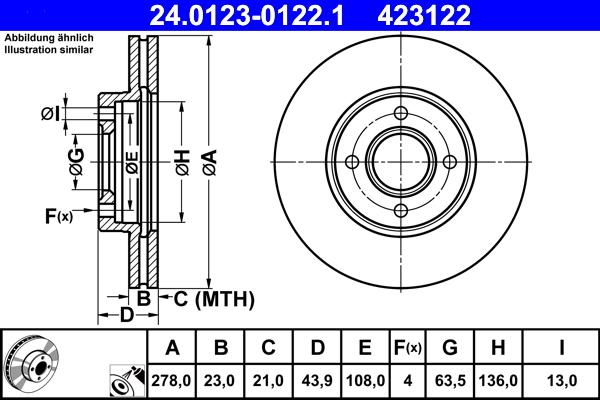 ATE 24.0123-0122.1 - Disc frana parts5.com