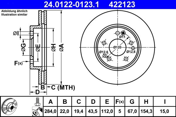 ATE 24.0122-0123.1 - Δισκόπλακα parts5.com