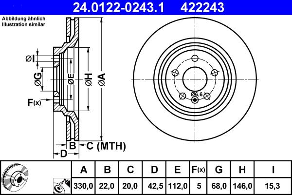 ATE 24.0122-0243.1 - Brake Disc parts5.com