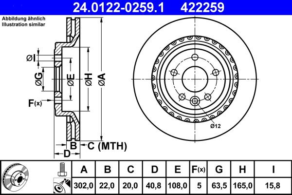 ATE 24.0122-0259.1 - Brzdový kotúč parts5.com