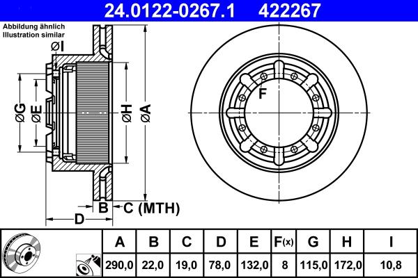 ATE 24.0122-0267.1 - Disc frana parts5.com