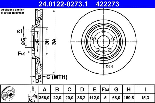 ATE 24.0122-0273.1 - Tarcza hamulcowa parts5.com