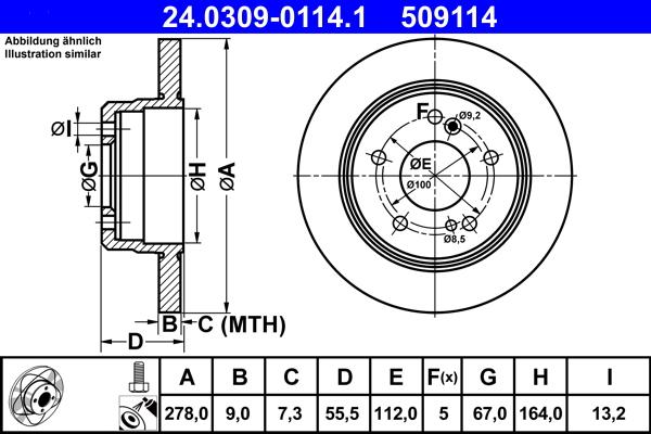 ATE 24.0309-0114.1 - Δισκόπλακα parts5.com