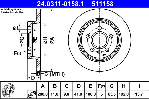 ATE 24.0311-0158.1 - Disco de freno parts5.com