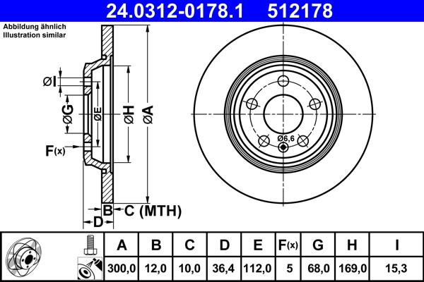 ATE 24.0312-0178.1 - Féktárcsa parts5.com