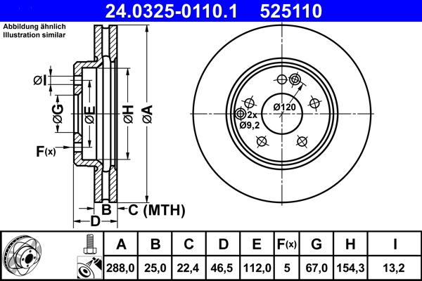 ATE 24.0325-0110.1 - Brake Disc parts5.com