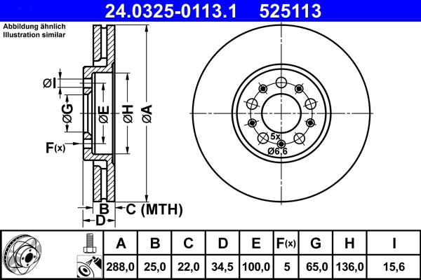 ATE 24.0325-0113.1 - Fren diski parts5.com