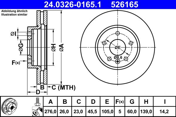 ATE 24.0326-0165.1 - Disco de freno parts5.com