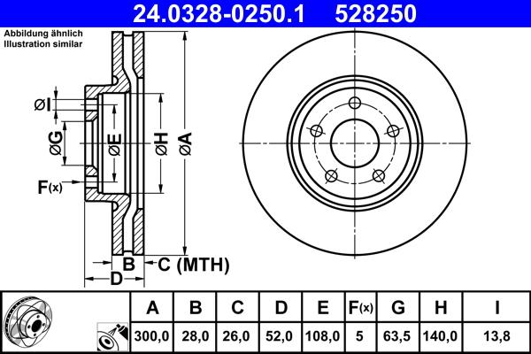 ATE 24.0328-0250.1 - Brake Disc parts5.com