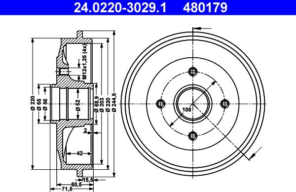 ATE 24.0220-3029.1 - Fren kampanası parts5.com