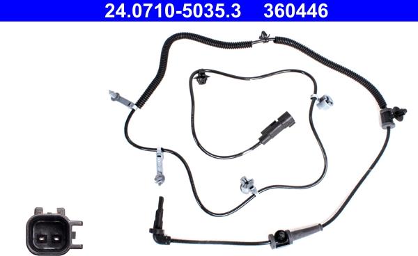 ATE 24.0710-5035.3 - Sensor, revoluciones de la rueda parts5.com