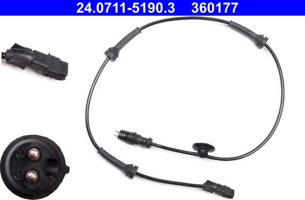 ATE 24.0711-5190.3 - Sensor, revoluciones de la rueda parts5.com