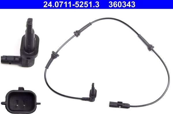 ATE 24.0711-5251.3 - Sensor, revoluciones de la rueda parts5.com