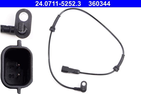 ATE 24.0711-5252.3 - Sensor, revoluciones de la rueda parts5.com