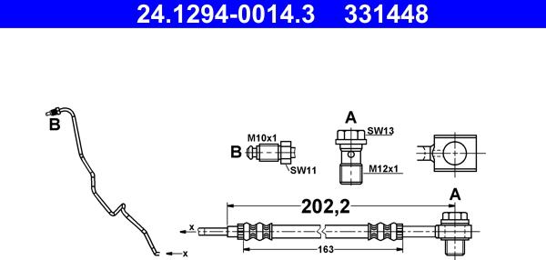 ATE 24.1294-0014.3 - Tubo flexible de frenos parts5.com