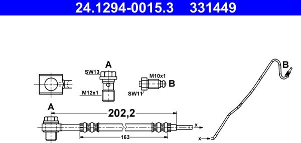 ATE 24.1294-0015.3 - Tubo flexible de frenos parts5.com