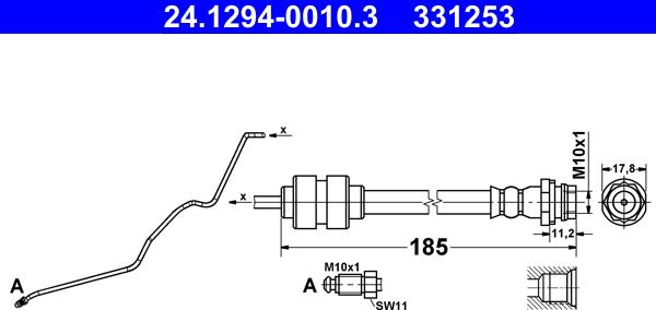 ATE 24.1294-0010.3 - Tubo flexible de frenos parts5.com