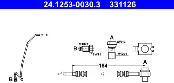 ATE 24.1253-0030.3 - Tubo flexible de frenos parts5.com