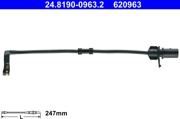 ATE 24.8190-0963.2 - Styk ostrzegawczy, zużycie okładzin hamulcowych parts5.com