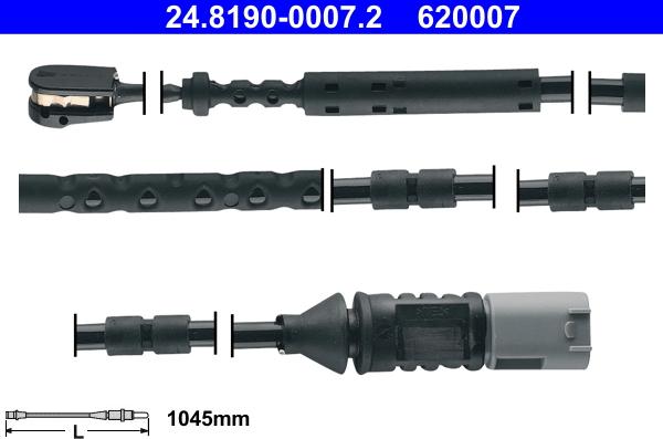 ATE 24.8190-0007.2 - Warning Contact, brake pad wear parts5.com