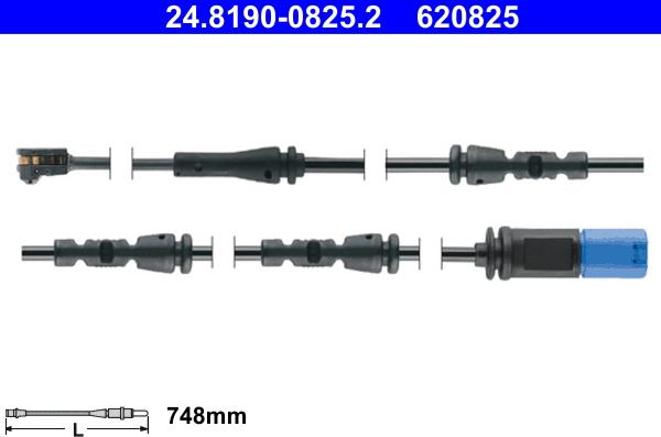 ATE 24.8190-0825.2 - Senzor de avertizare,uzura placute de frana parts5.com