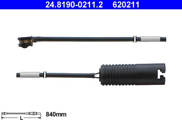 ATE 24.8190-0211.2 - Warning Contact, brake pad wear parts5.com