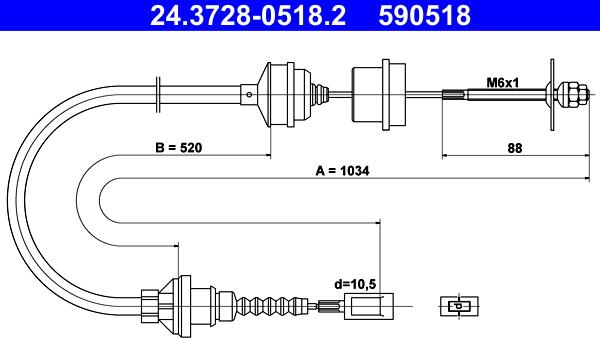 ATE 24.3728-0518.2 - Tel halat, debriyaj kumandası parts5.com