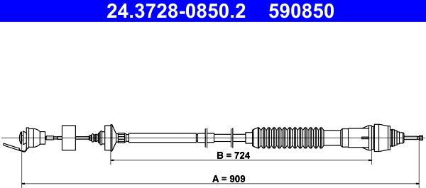 ATE 24.3728-0850.2 - Cable de accionamiento, accionamiento del embrague parts5.com