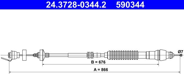 ATE 24.3728-0344.2 - Cable de accionamiento, accionamiento del embrague parts5.com