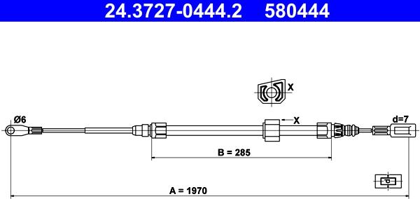 ATE 24.3727-0444.2 - Cable, parking brake parts5.com