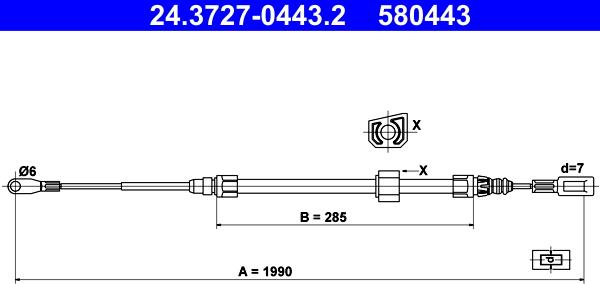 ATE 24.3727-0443.2 - Cable, parking brake parts5.com