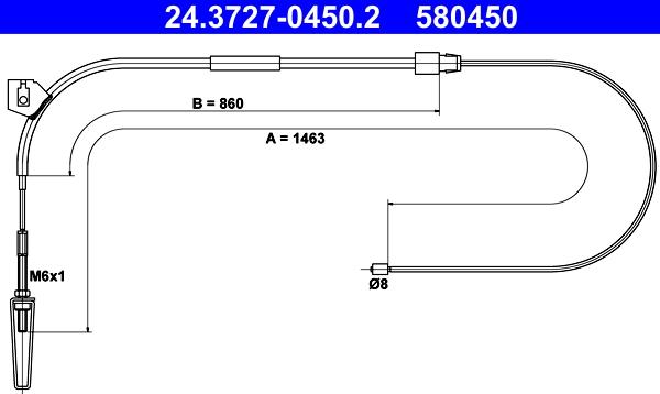 ATE 24.3727-0450.2 - Cable, parking brake parts5.com