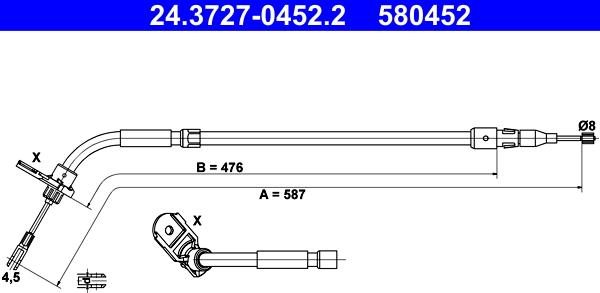 ATE 24.3727-0452.2 - Tažné lanko, parkovací brzda parts5.com