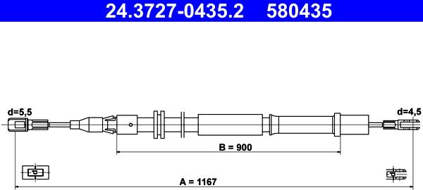 ATE 24.3727-0435.2 - Huzal, rögzítőfék parts5.com