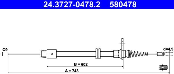 ATE 24.3727-0478.2 - Sajla, ručna kočnica parts5.com