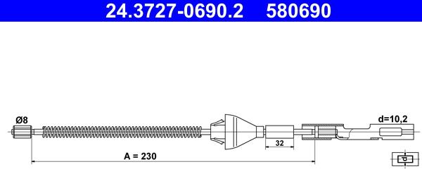 ATE 24.3727-0690.2 - Cable, parking brake parts5.com