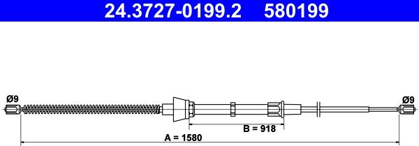 ATE 24.3727-0199.2 - Żażné lanko parkovacej brzdy parts5.com