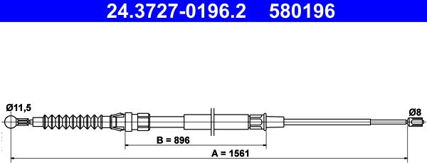 ATE 24.3727-0196.2 - Cable, parking brake parts5.com