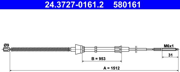 ATE 24.3727-0161.2 - Cable de accionamiento, freno de estacionamiento parts5.com