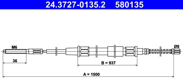 ATE 24.3727-0135.2 - Cable de accionamiento, freno de estacionamiento parts5.com