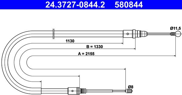 ATE 24.3727-0844.2 - Cable de accionamiento, freno de estacionamiento parts5.com